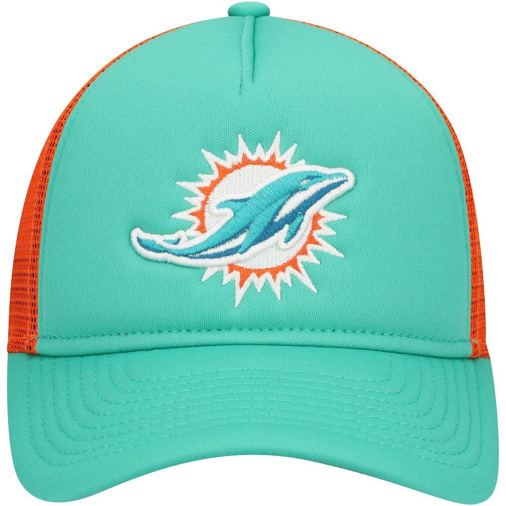 Miami Dolphins New Era Youth A-Frame 9FORTY Trucker Adjustable Hat - Aqua Hats