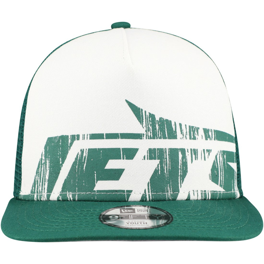 New York Jets New Era Youth Distressed 9FIFTY A-Frame Snapback Hat - White/Green Hats