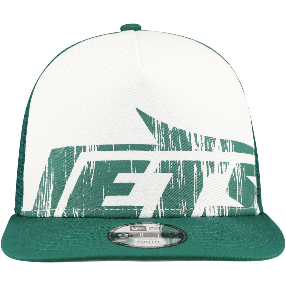 New York Jets New Era Youth Distressed 9FIFTY A-Frame Snapback Hat - White/Green Hats