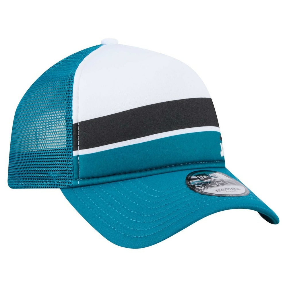 Jacksonville Jaguars New Era Youth Sport Night Color Block 9FORTY A-Frame Trucker Adjustable Hat - Teal Hats