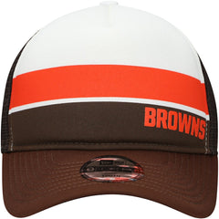Cleveland Browns New Era Youth Sport Night Color Block 9FORTY A-Frame Trucker Adjustable Hat - Brown Hats