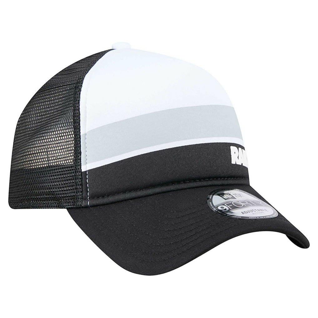 Las Vegas Raiders New Era Youth Sport Night Color Block 9FORTY A-Frame Trucker Adjustable Hat - Black Hats
