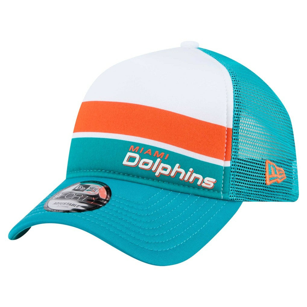 Miami Dolphins New Era Youth Sport Night Color Block 9FORTY A-Frame Trucker Adjustable Hat - Aqua Hats