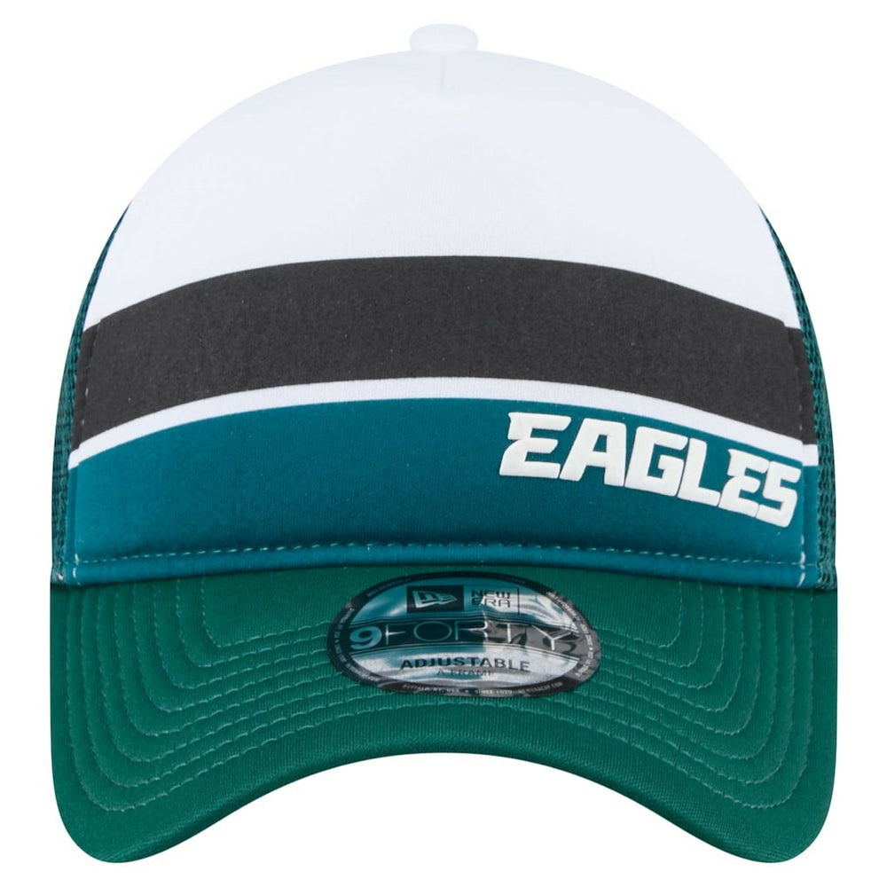 Philadelphia Eagles New Era Youth Sport Night Color Block 9FORTY A-Frame Trucker Adjustable Hat - Midnight Green Hats