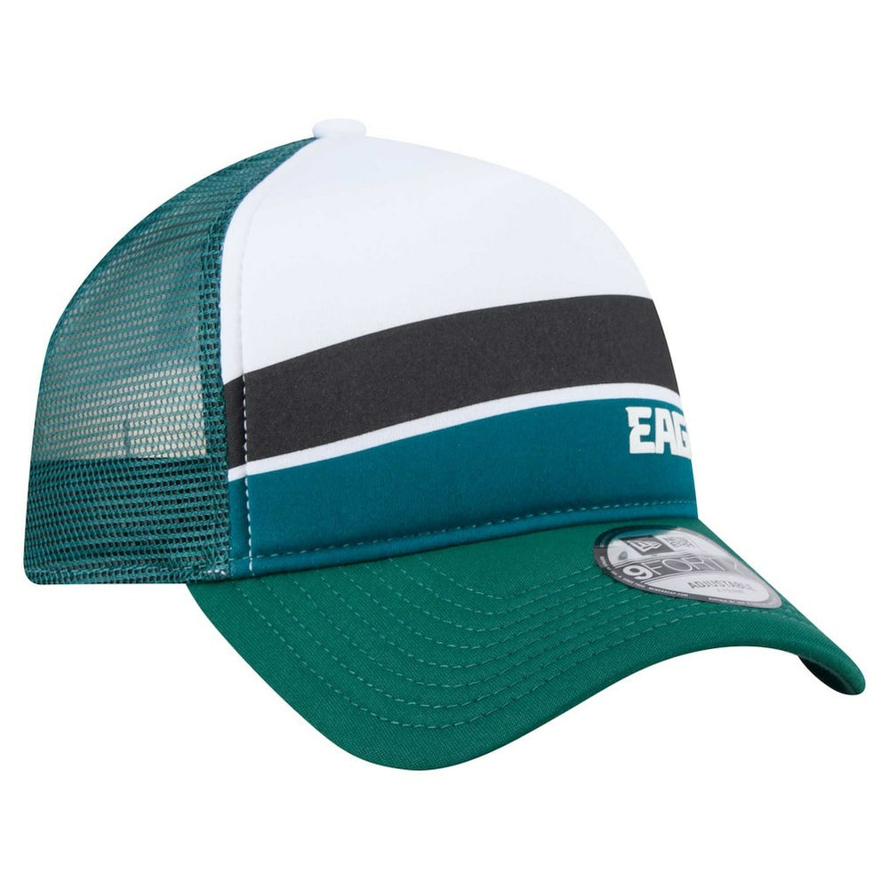 Philadelphia Eagles New Era Youth Sport Night Color Block 9FORTY A-Frame Trucker Adjustable Hat - Midnight Green Hats