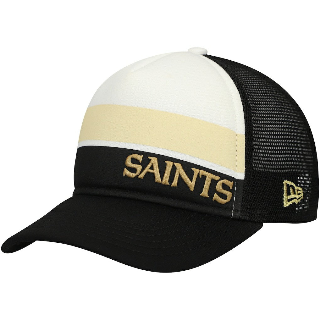 New Orleans Saints New Era Preschool Sport Night Color Block 9FORTY A-Frame Trucker Adjustable Hat - Black Hats