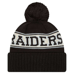 Las Vegas Raiders Youth New Era Retro Cuffed Knit Hat with Pom - Black Hats