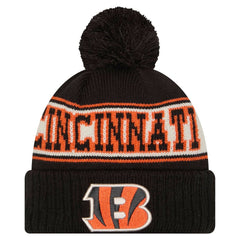 Cincinnati Bengals Youth New Era Retro Cuffed Knit Hat with Pom - Black Hats