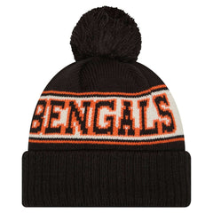 Cincinnati Bengals Youth New Era Retro Cuffed Knit Hat with Pom - Black Hats