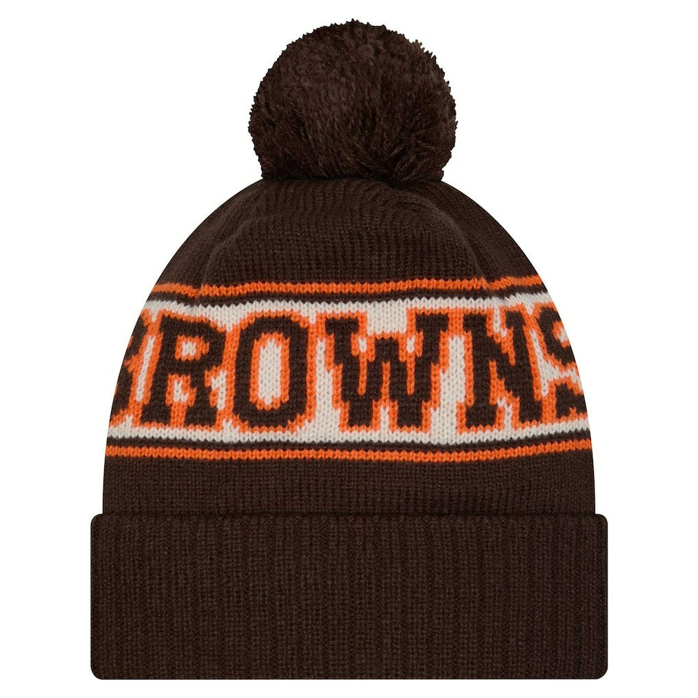Cleveland Browns Youth New Era Retro Cuffed Knit Hat with Pom - Brown Hats