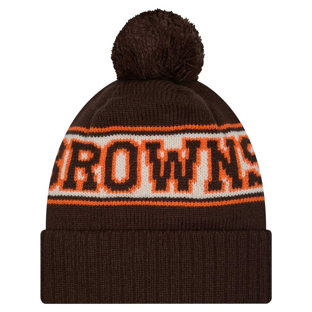 Cleveland Browns Youth New Era Retro Cuffed Knit Hat with Pom - Brown Hats
