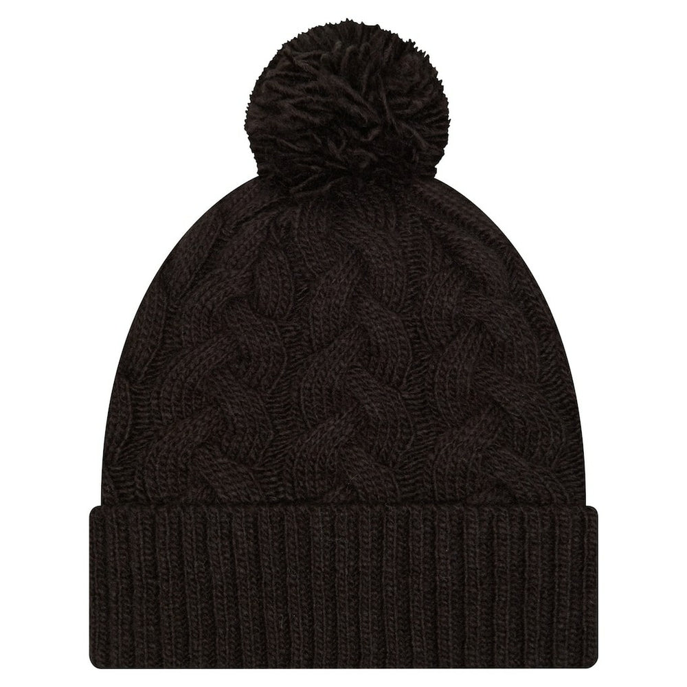 Cincinnati Bengals New Era Girls Youth Cabled Cuffed Knit Hat with Pom - Black Hats