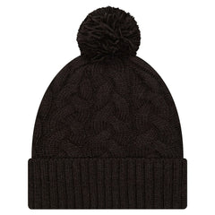 Cincinnati Bengals New Era Girls Youth Cabled Cuffed Knit Hat with Pom - Black Hats
