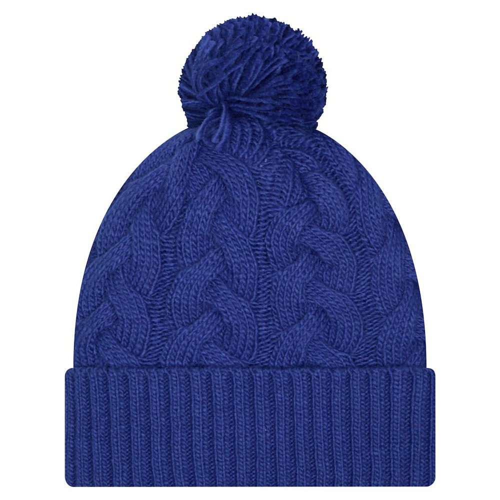 New York Giants New Era Girls Youth Cabled Cuffed Knit Hat with Pom - Royal Hats