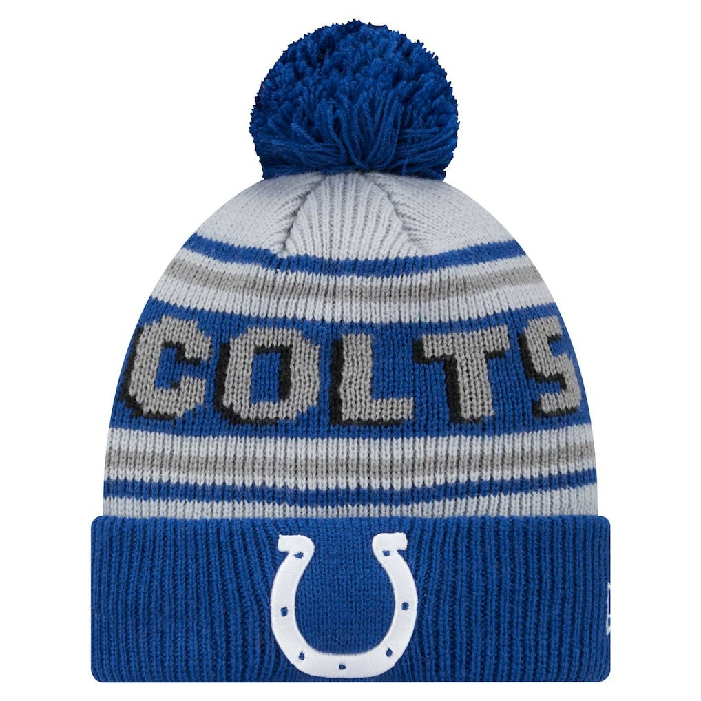 Indianapolis Colts New Era Youth Main Cuffed Knit Hat with Pom - Royal Hats