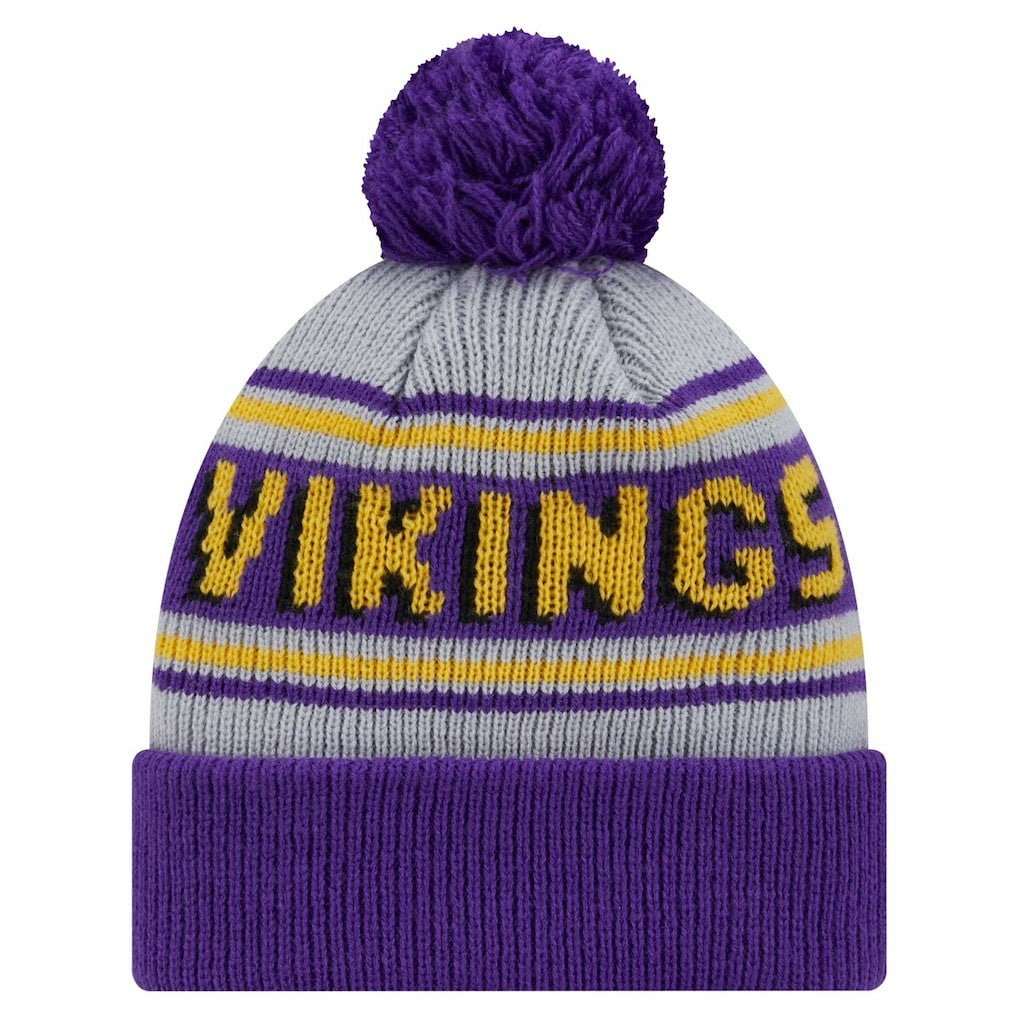 Minnesota Vikings New Era Youth Main Cuffed Knit Hat with Pom - Purple Hats