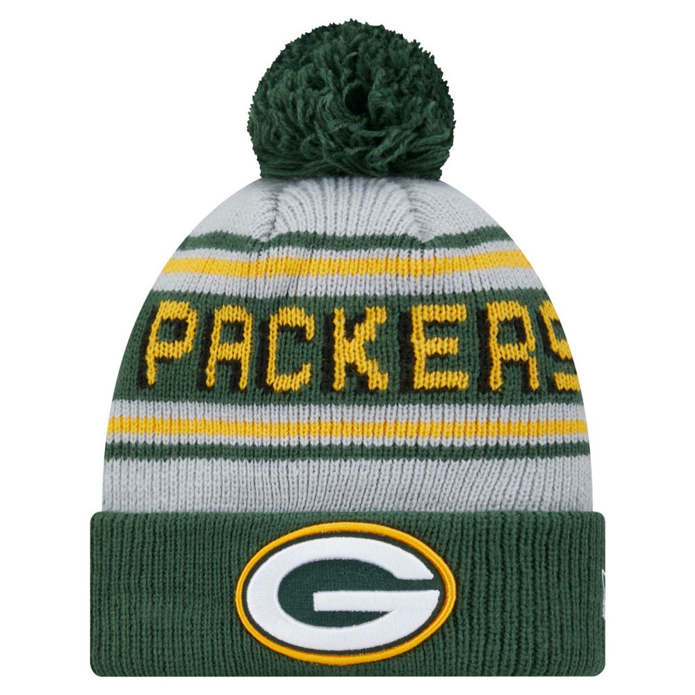Green Bay Packers New Era Youth Main Cuffed Knit Hat with Pom - Green Hats