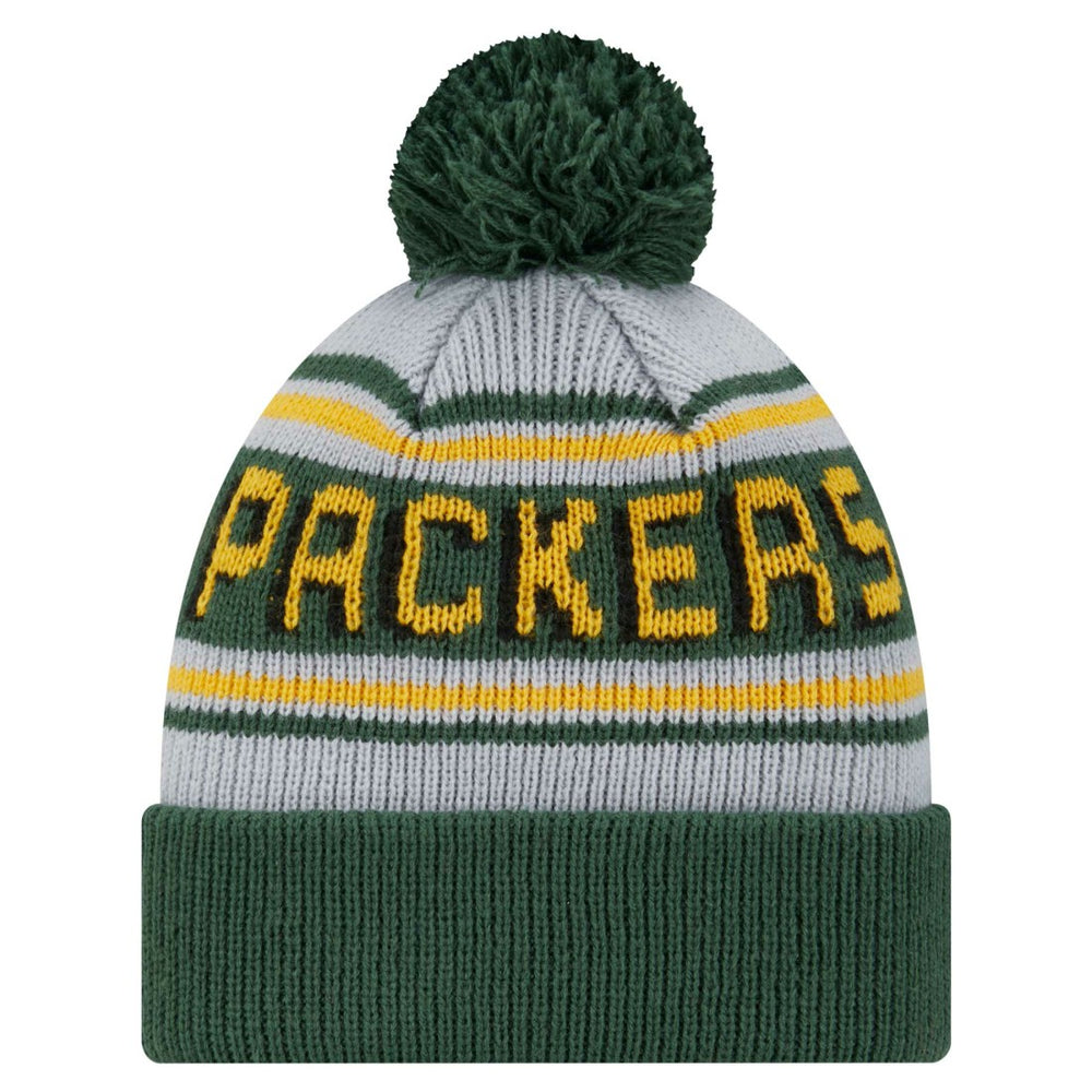 Green Bay Packers New Era Youth Main Cuffed Knit Hat with Pom - Green Hats