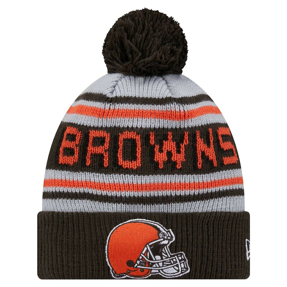 Cleveland Browns New Era Youth Main Cuffed Knit Hat with Pom - Brown Hats