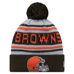 Cleveland Browns New Era Youth Main Cuffed Knit Hat with Pom - Brown Hats