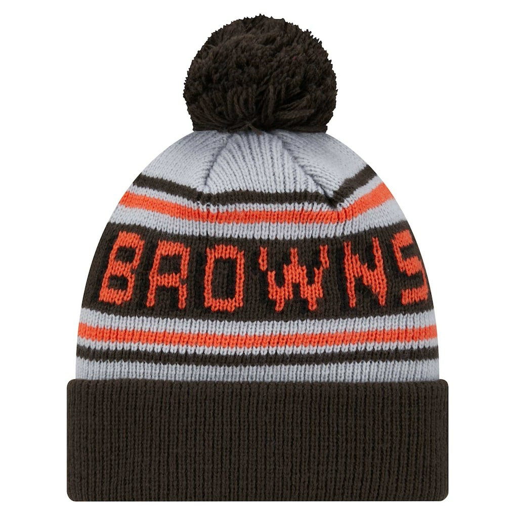 Cleveland Browns New Era Youth Main Cuffed Knit Hat with Pom - Brown Hats