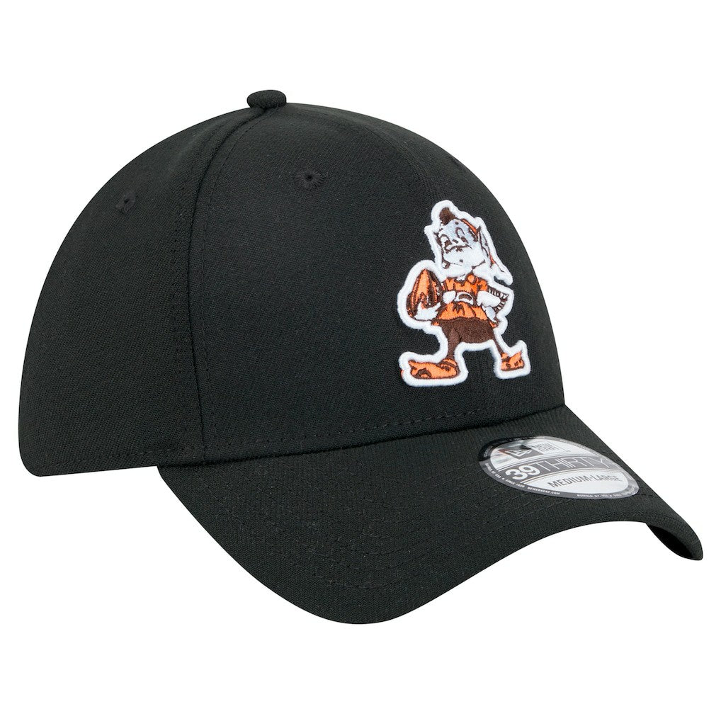 Cleveland Browns New Era Throwback Main 39THIRTY Flex Hat - Black Hats