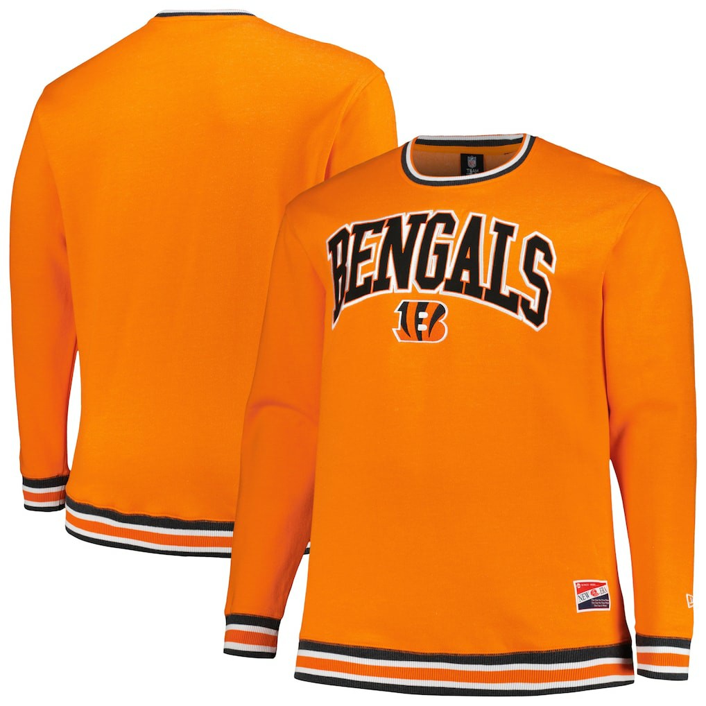 Cincinnati Bengals New Era Big & Tall Pullover Sweatshirt - Orange Pullover