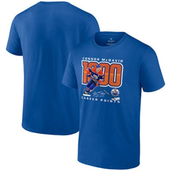 Connor McDavid Edmonton Oilers 1,000 Career Points T-Shirt - Royal | US 201141458