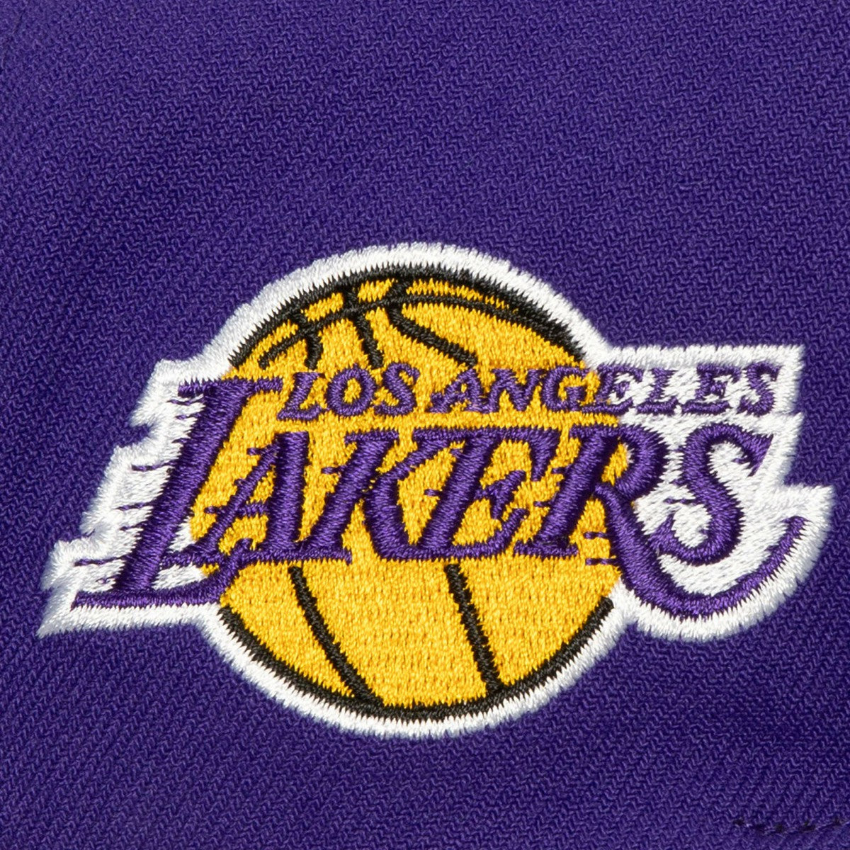 Los Angeles Lakers Retro Sport Color Block Script Snapback Hat White/Purple - Mitchell & Ness