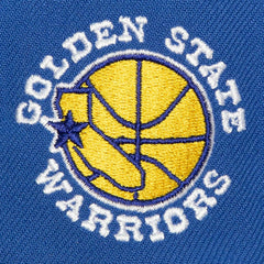 Golden State Warriors Retro Sport Color Block Script Snapback Hat White/Royal - Mitchell & Ness outlet