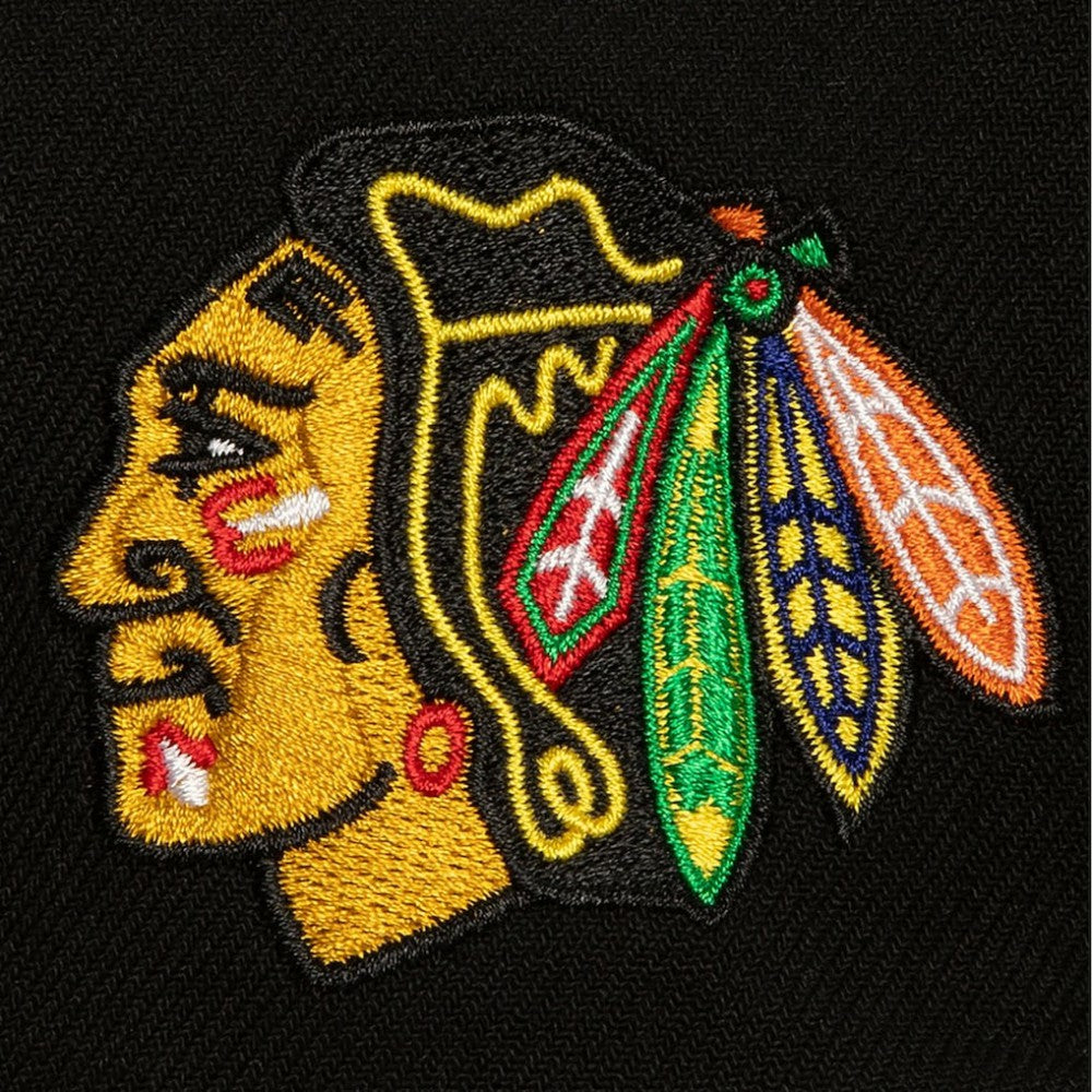 Chicago Blackhawks Mitchell & Ness Retro Script Colorblock Snapback Hat - Black | US 201141486