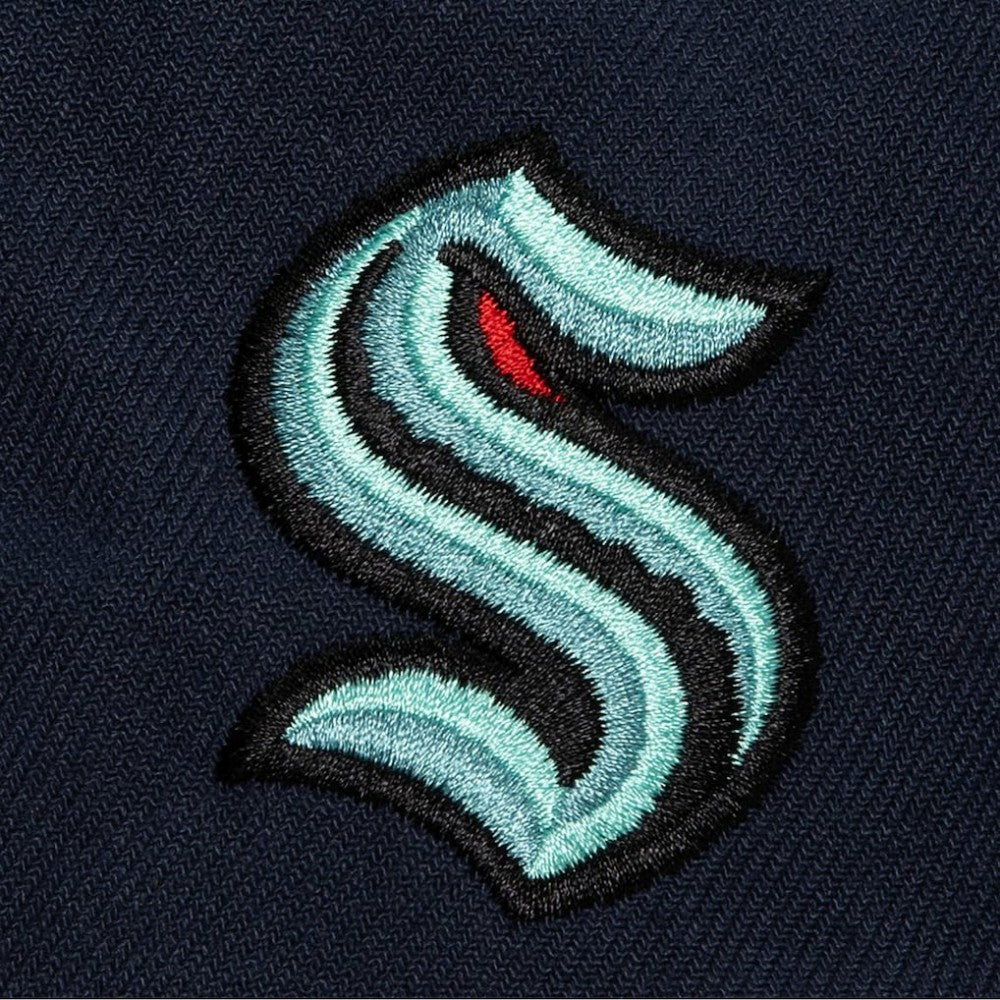 Seattle Kraken Mitchell & Ness Retro Script Colorblock Snapback Hat - Deep Sea Blue | US 201141488