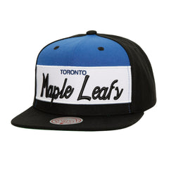 Toronto Maple Leafs Mitchell & Ness Retro Script Colorblock Snapback Hat - Black | US 201141489