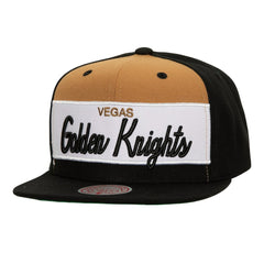Vegas Golden Knights Mitchell & Ness Retro Script Colorblock Snapback Hat - Black | US 201141490