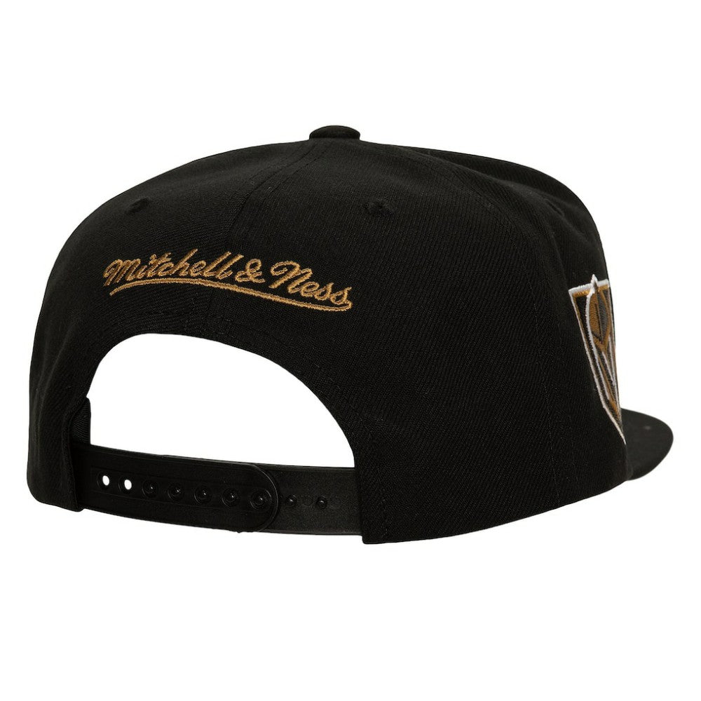 Vegas Golden Knights Mitchell & Ness Retro Script Colorblock Snapback Hat - Black | US 201141490