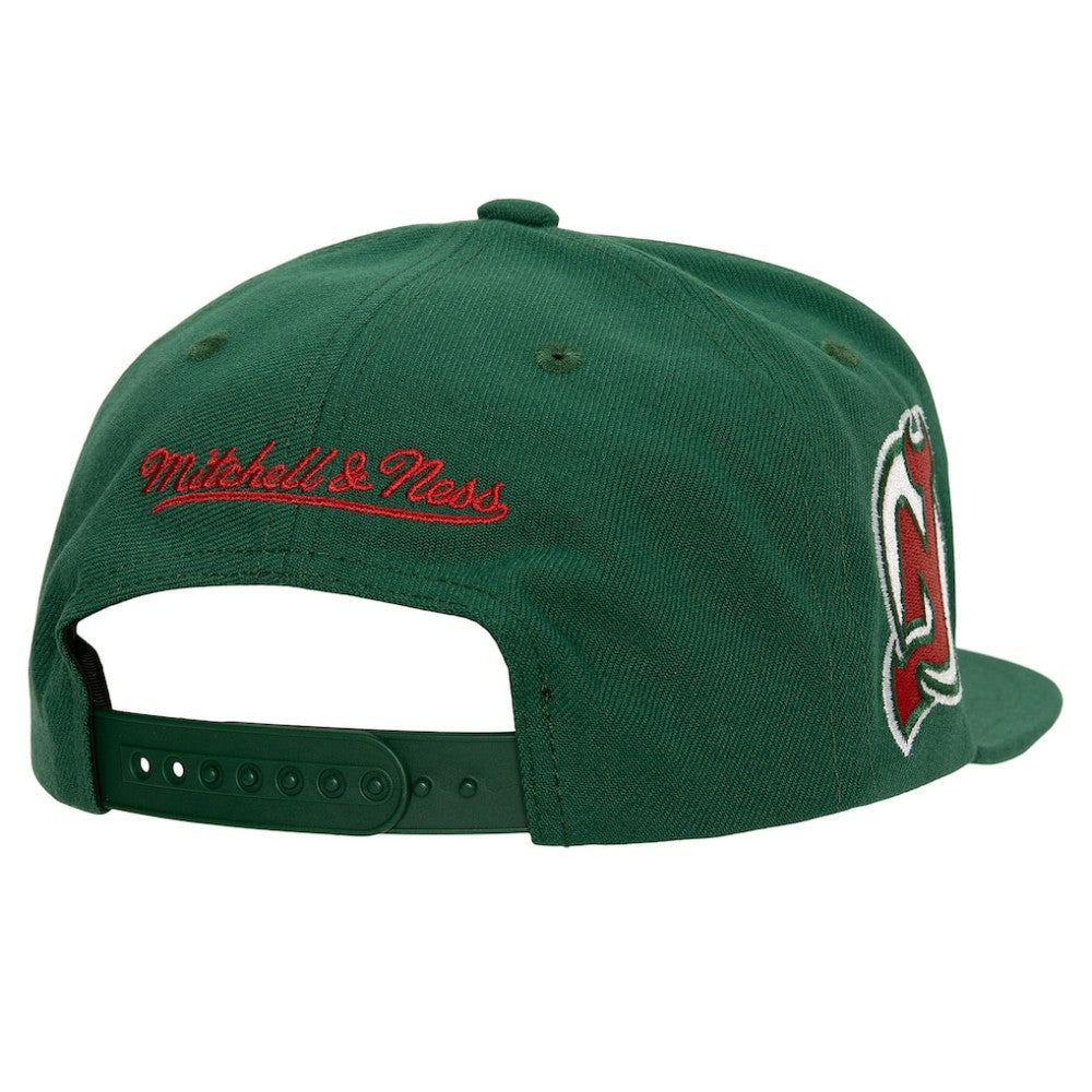 New Jersey Devils Mitchell & Ness Retro Script Colorblock Snapback Hat - Green | US 201141491