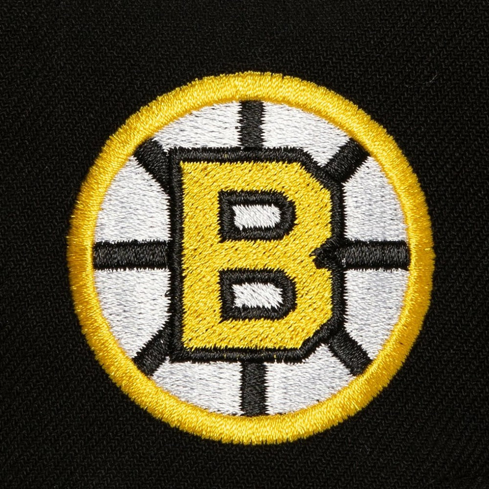 Boston Bruins Mitchell & Ness Retro Script Colorblock Snapback Hat - Black | US 201141493