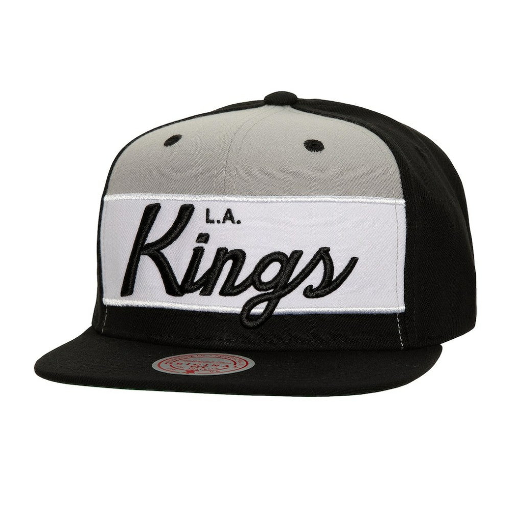 Los Angeles Kings Mitchell & Ness Retro Script Colorblock Snapback Hat - Black | US 201141494