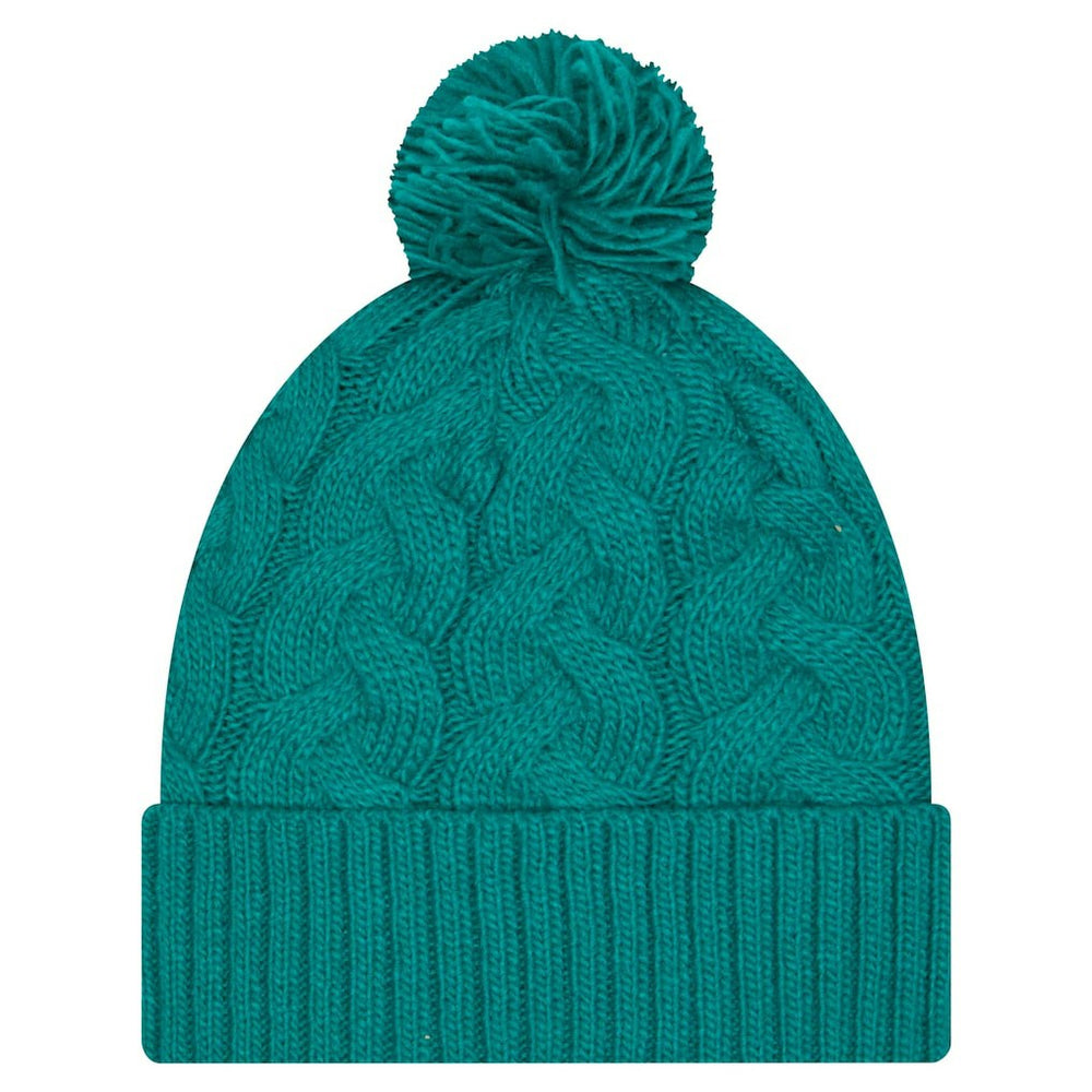 Miami Dolphins New Era Women's Cable Cuffed Knit Hat with Pom - Aqua Hats