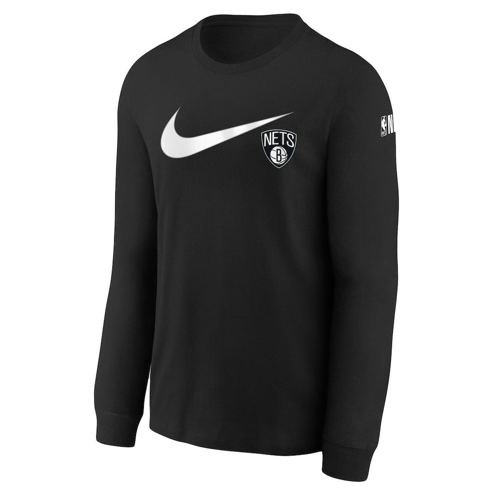 Brooklyn Nets Youth Swoosh Long Sleeve T-Shirt Black - Nike
