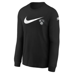 Brooklyn Nets Youth Swoosh Long Sleeve T-Shirt Black - Nike