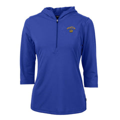 Seattle Mariners Cutter & Buck Women's City Connect Virtue Eco Pique Half-Zip 3/4 Sleeve Pullover Hoodie - Blue Hoodies