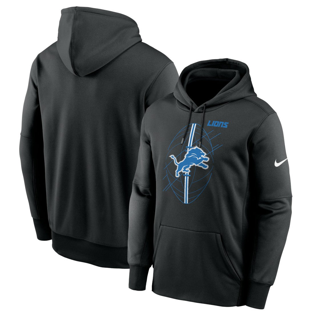 Detroit Lions Team Performance Pullover Hoodie - Black Hoodies