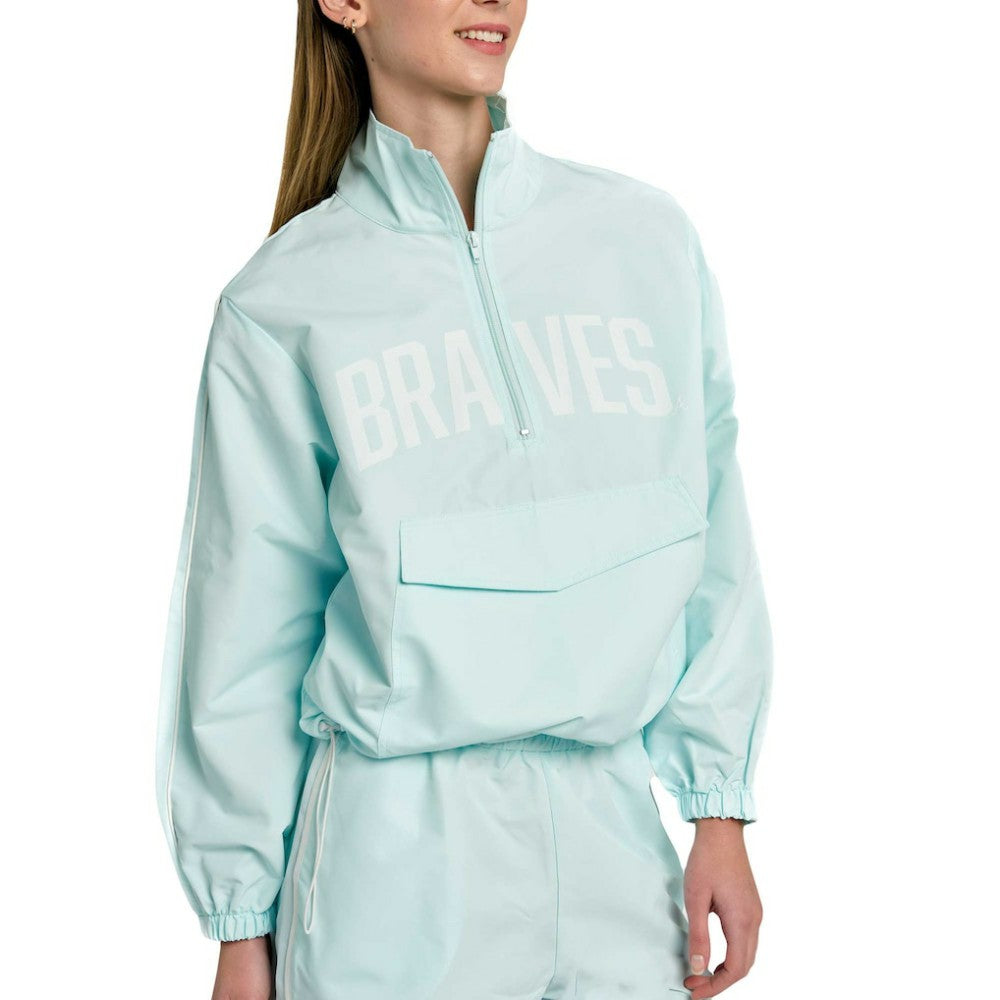 Atlanta Braves Lusso Women's Parker Half-Zip Jacket - Light Blue Jackets