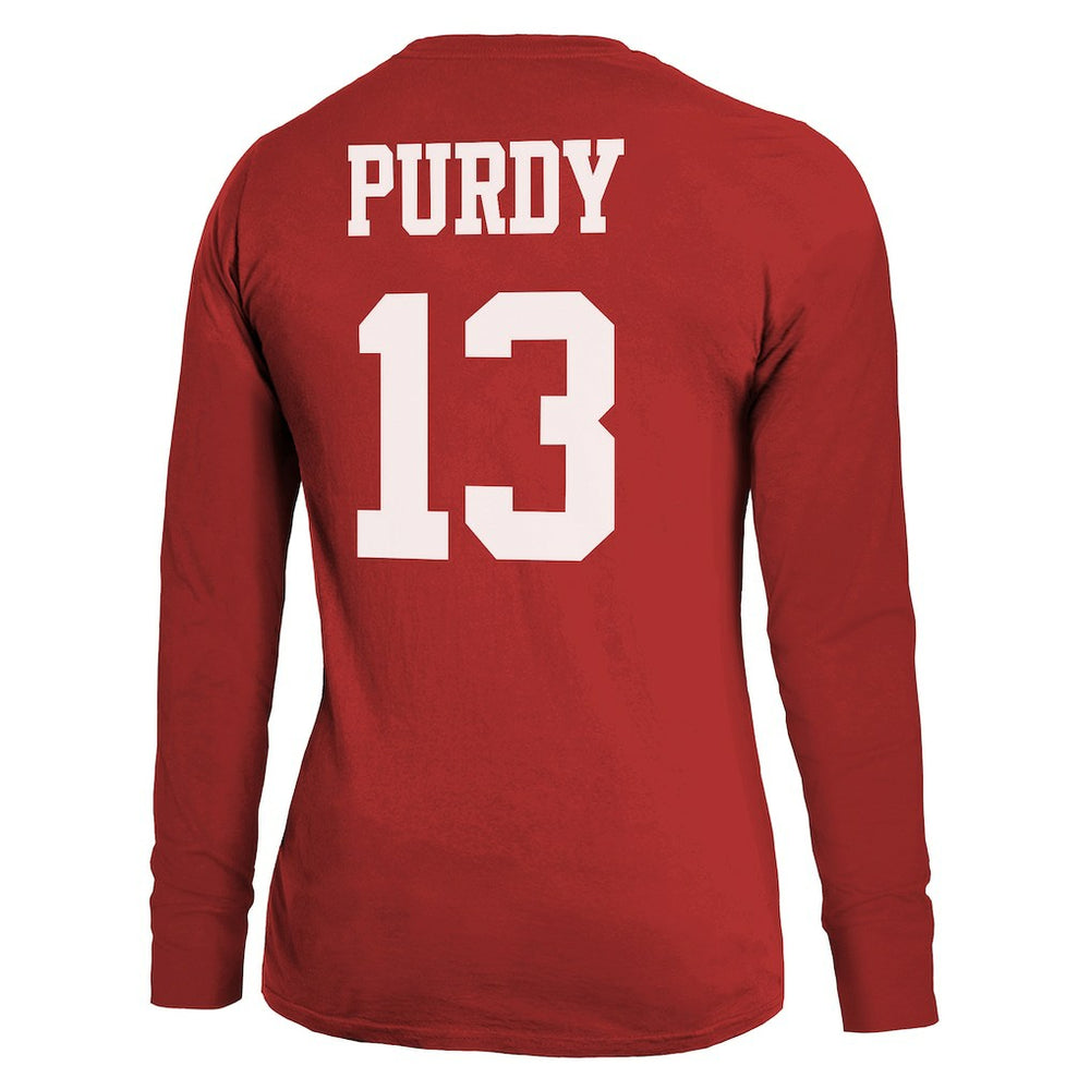 Brock Purdy San Francisco 49ers Majestic Threads Women's Player Name & Number Long Sleeve T-Shirt - Scarlet T-shirts