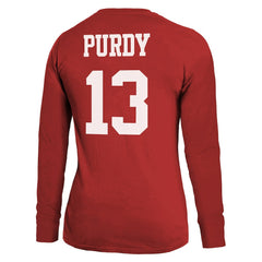 Brock Purdy San Francisco 49ers Majestic Threads Women's Player Name & Number Long Sleeve T-Shirt - Scarlet T-shirts