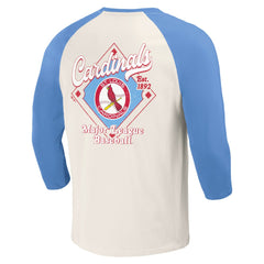 St. Louis Cardinals Darius Rucker Collection by Fanatics Cooperstown Collection Raglan 3/4-Sleeve T-Shirt - Light Blue/White T-shirts