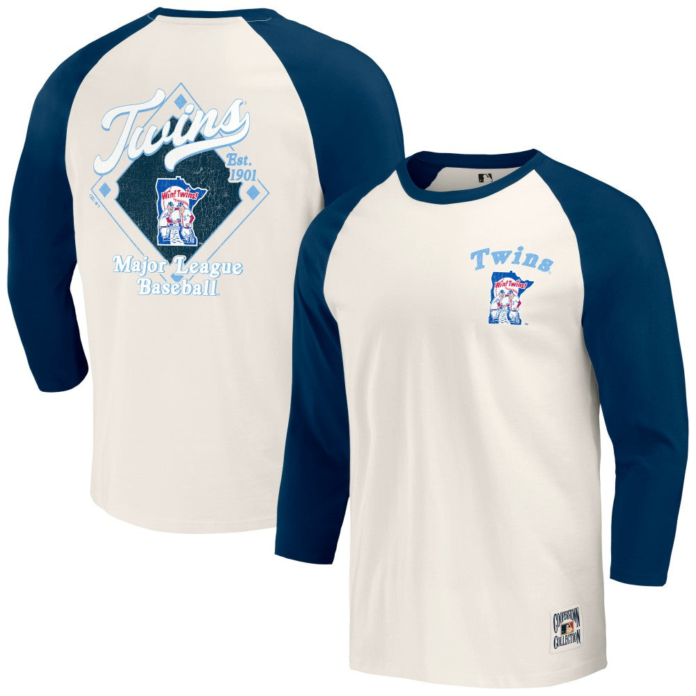 Minnesota Twins Darius Rucker Collection by Fanatics Cooperstown Collection Raglan 3/4-Sleeve T-Shirt - Navy/White T-shirts
