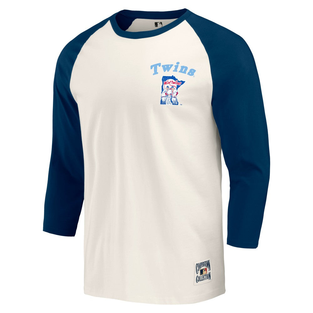 Minnesota Twins Darius Rucker Collection by Fanatics Cooperstown Collection Raglan 3/4-Sleeve T-Shirt - Navy/White T-shirts