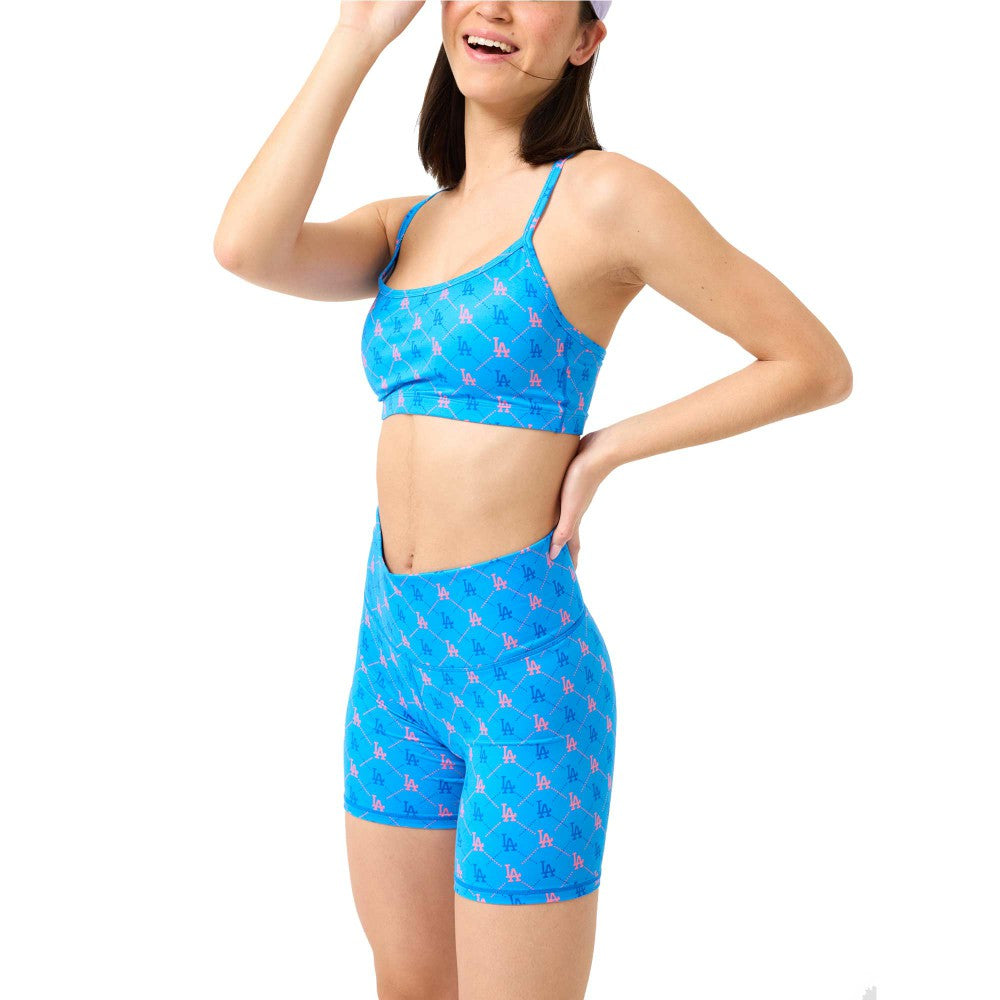 Los Angeles Dodgers Terez Women's TLC Printed High-Waisted Bike Shorts - Blue Shorts